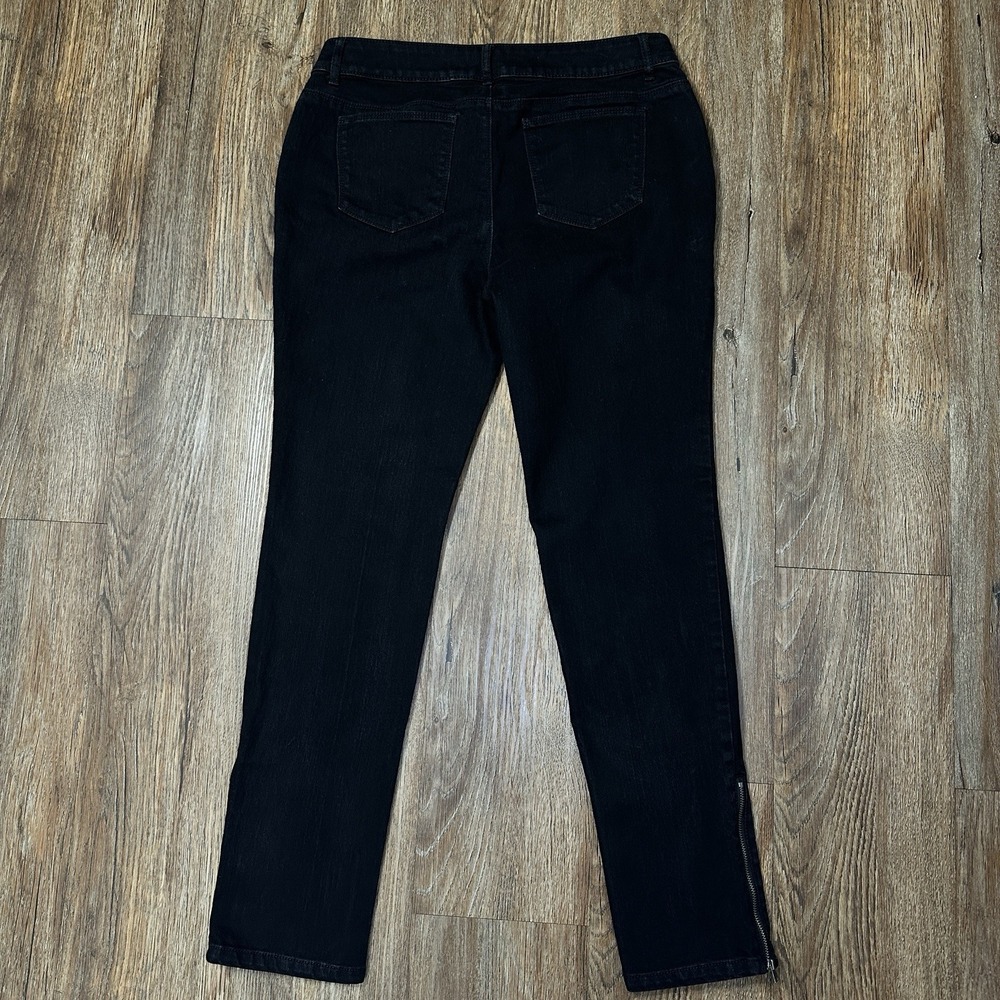 Simply Vera Vera Wang Jeans Womens 10 Black Skinny Stretch Ankle Zip Pockets - Picture 9 of 13